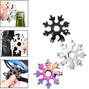 18-in-1 Stainless Steel Snowflake Multi-Tool Card – Compact Portable EDC for Outdoor, Cycling, and Camping